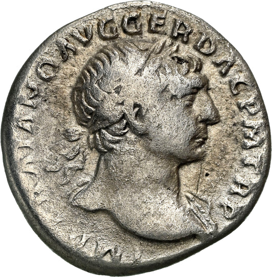 Roman Empire - Trajan - Silver Denarius - NGC Ch F - RIC:98