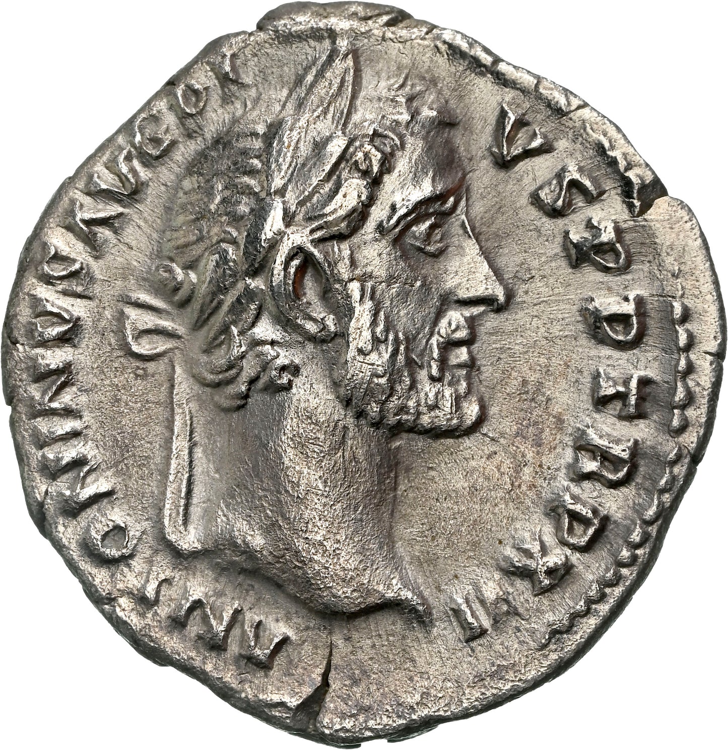 Roman Empire - Antoninus Pius - Silver Denarius - NGC Ch XF - RIC:177d