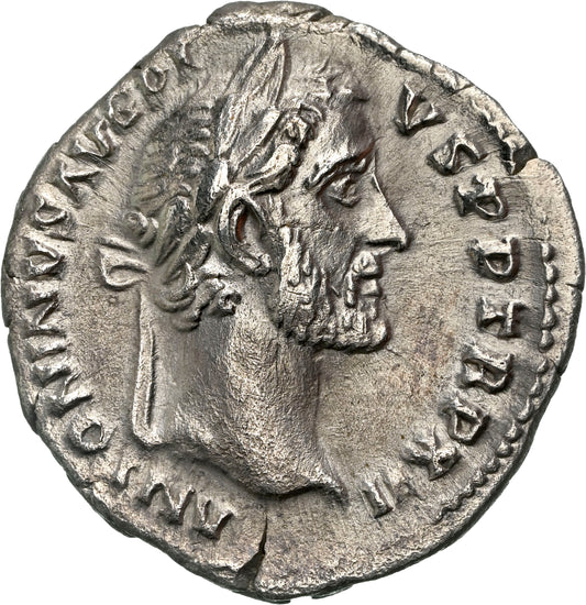 Roman Empire - Antoninus Pius - Silver Denarius - NGC Ch XF - RIC:177d