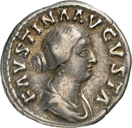 Roman Empire - Faustina II - Silver Denarius - NGC Ch F - RIC:677