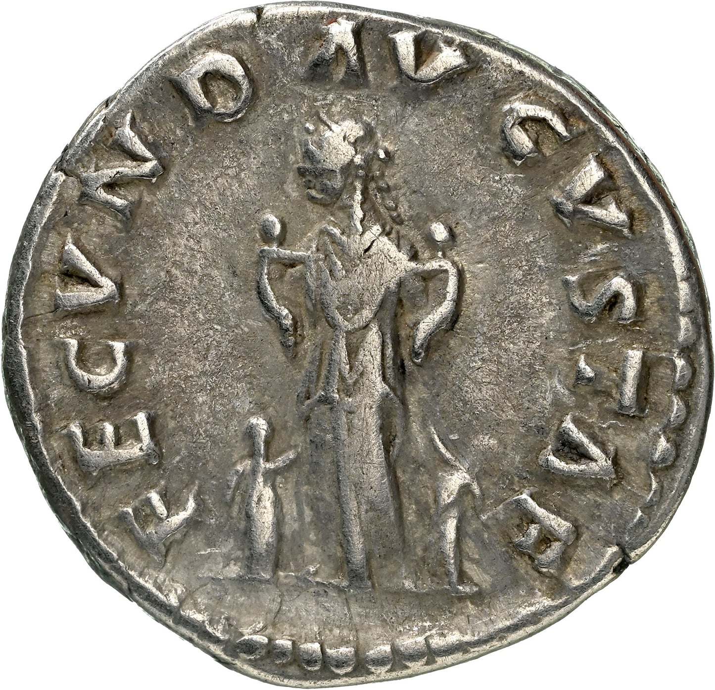 Roman Empire - Faustina II - Silver Denarius - NGC Ch F - RIC:677