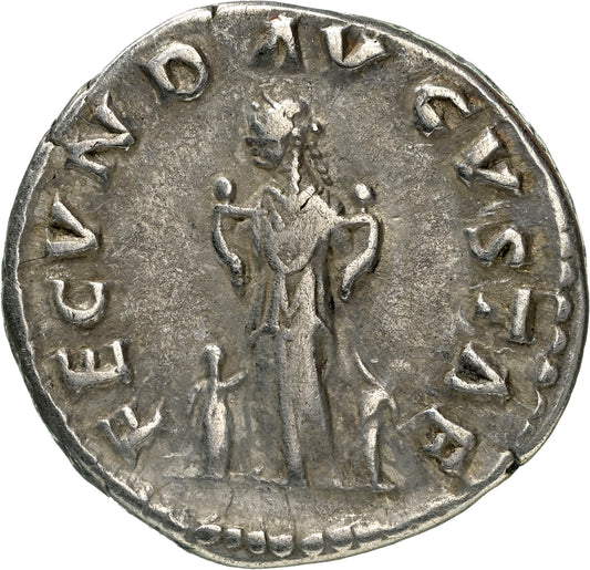 Roman Empire - Faustina II - Silver Denarius - NGC Ch F - RIC:677