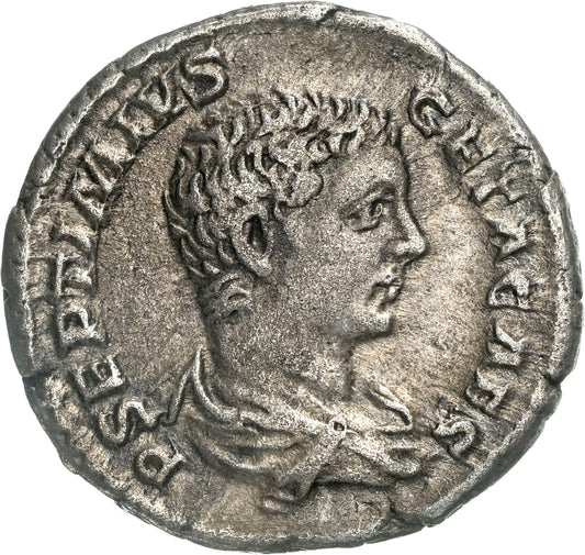 Roman Empire - Geta - Silver Denarius - NGC Ch VF - RIC:30