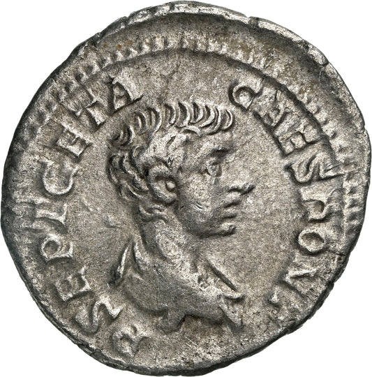 Roman Empire - Geta - Silver Denarius - NGC Ch VF - RIC:9a