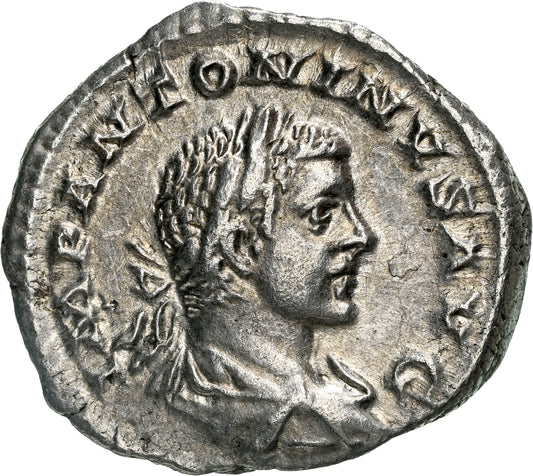 Roman Empire - Elagabalus - Silver Denarius - NGC Ch XF - RIC:95b