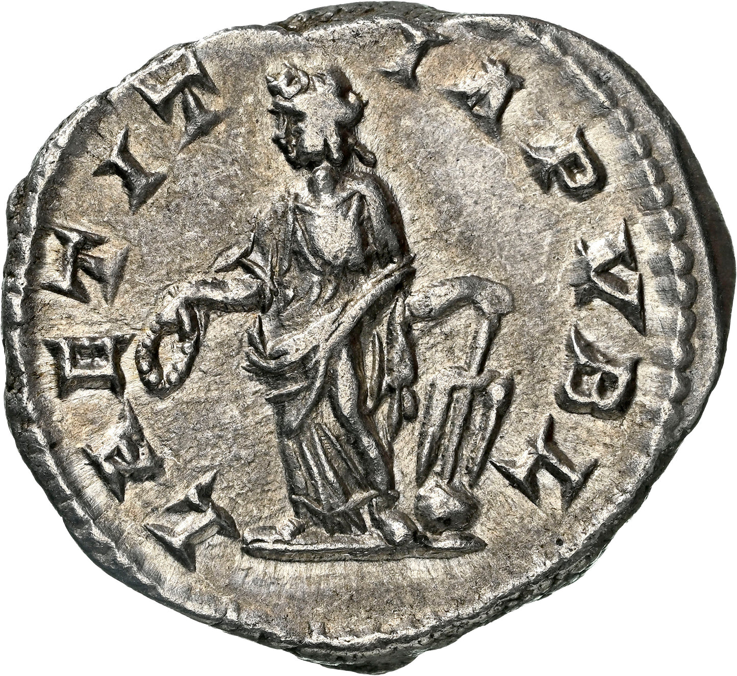 Roman Empire - Elagabalus - Silver Denarius - NGC Ch XF - RIC:95b
