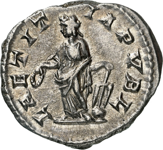 Roman Empire - Elagabalus - Silver Denarius - NGC Ch XF - RIC:95b