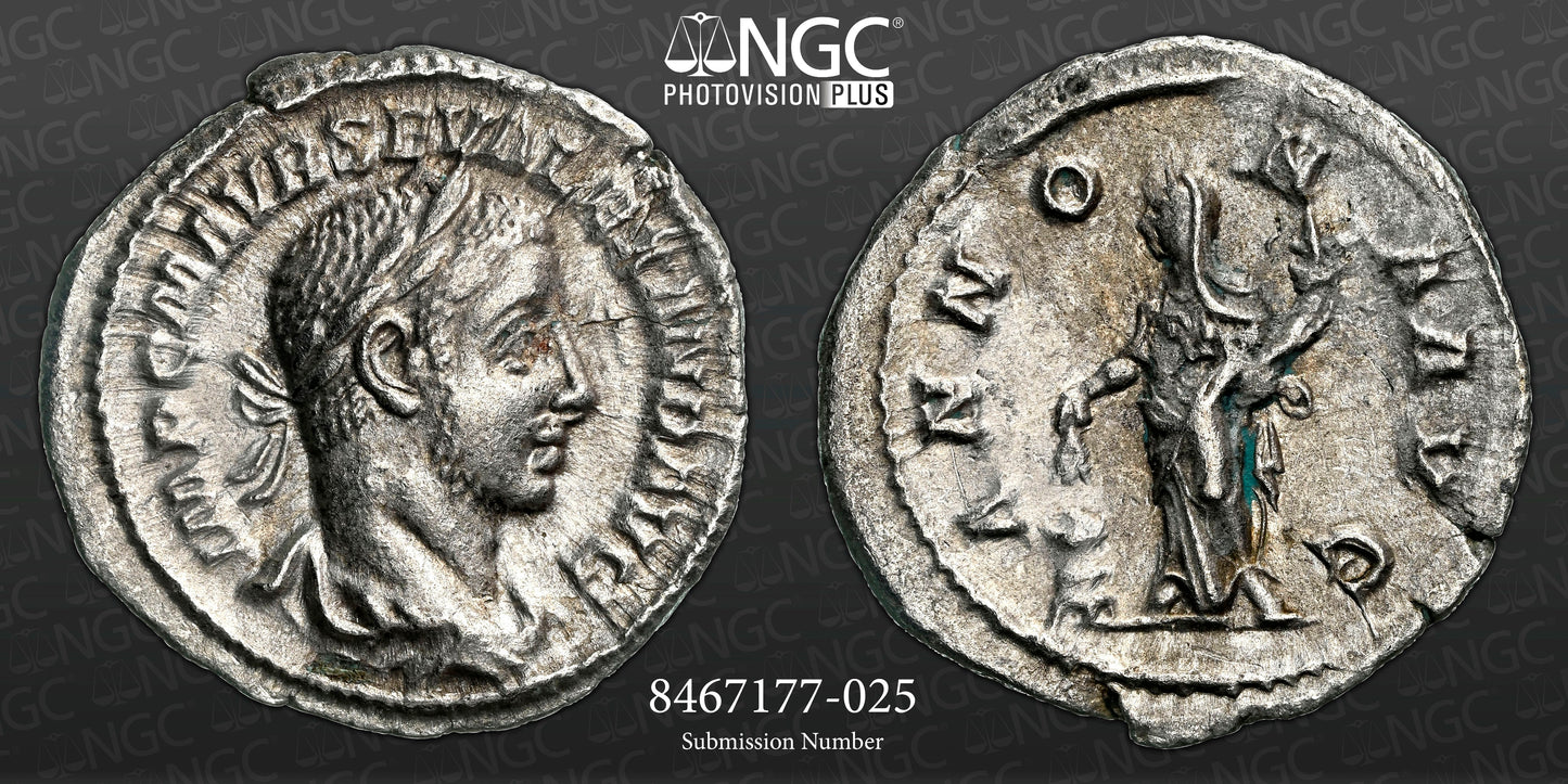 Roman Empire - Severus Alexander - Silver Denarius - NGC Ch XF - RIC:133