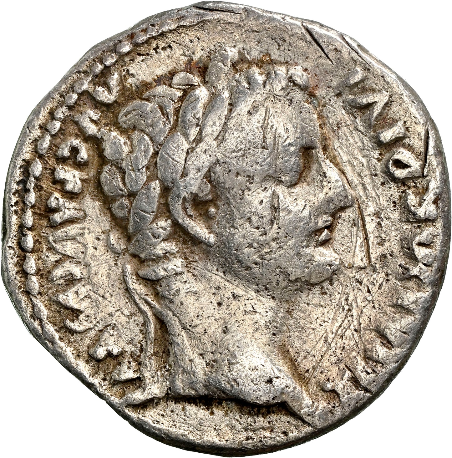 Roman Empire - Tiberius - Silver Denarius - NGC Ch F - RIC:26