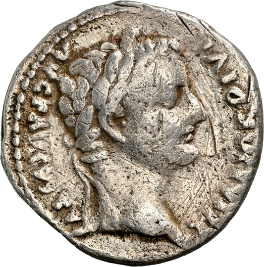 Roman Empire - Tiberius - Silver Denarius - NGC Ch F - RIC:26