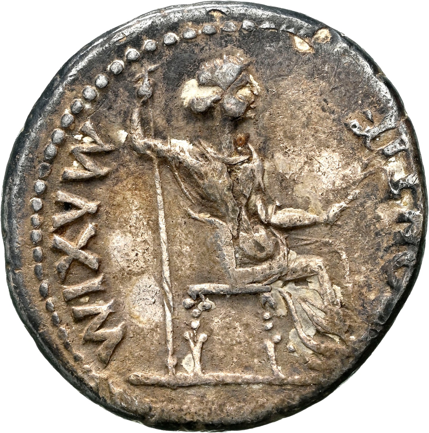 Roman Empire - Tiberius - Silver Denarius - NGC VF - RIC:30