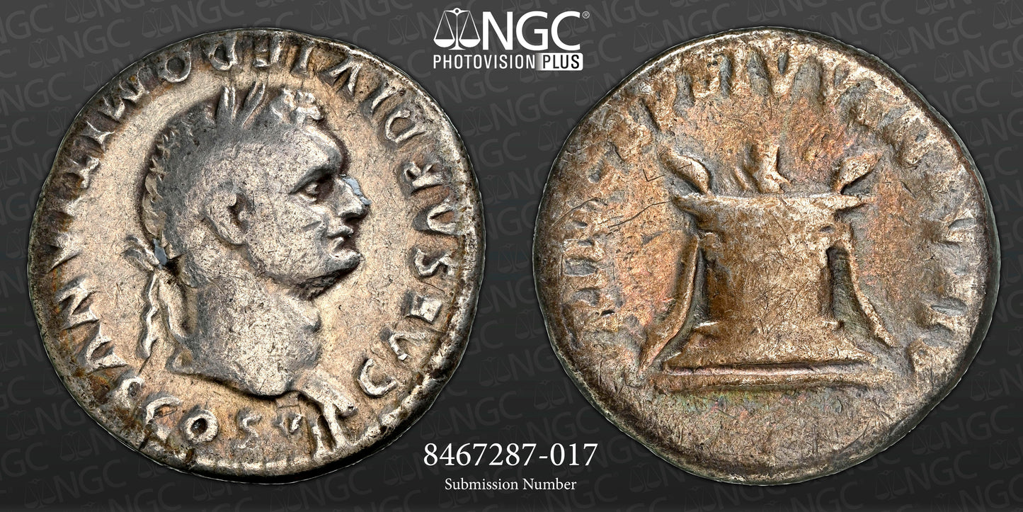 Roman Empire - Domitian - Silver Denarius - NGC F - RIC:266