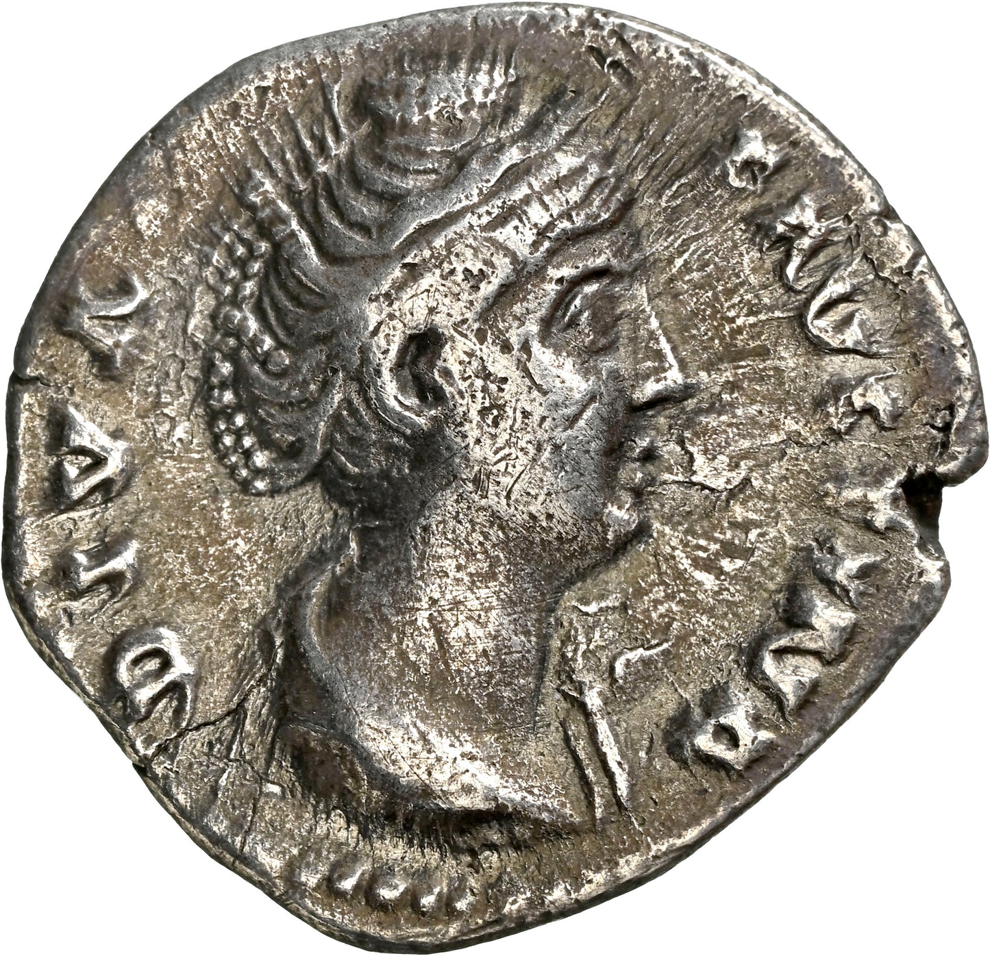 Roman Empire - Faustina I - Silver Denarius - NGC Ch VF - RIC:368