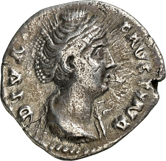 Roman Empire - Faustina I - Silver Denarius - NGC Ch VF - RIC:368