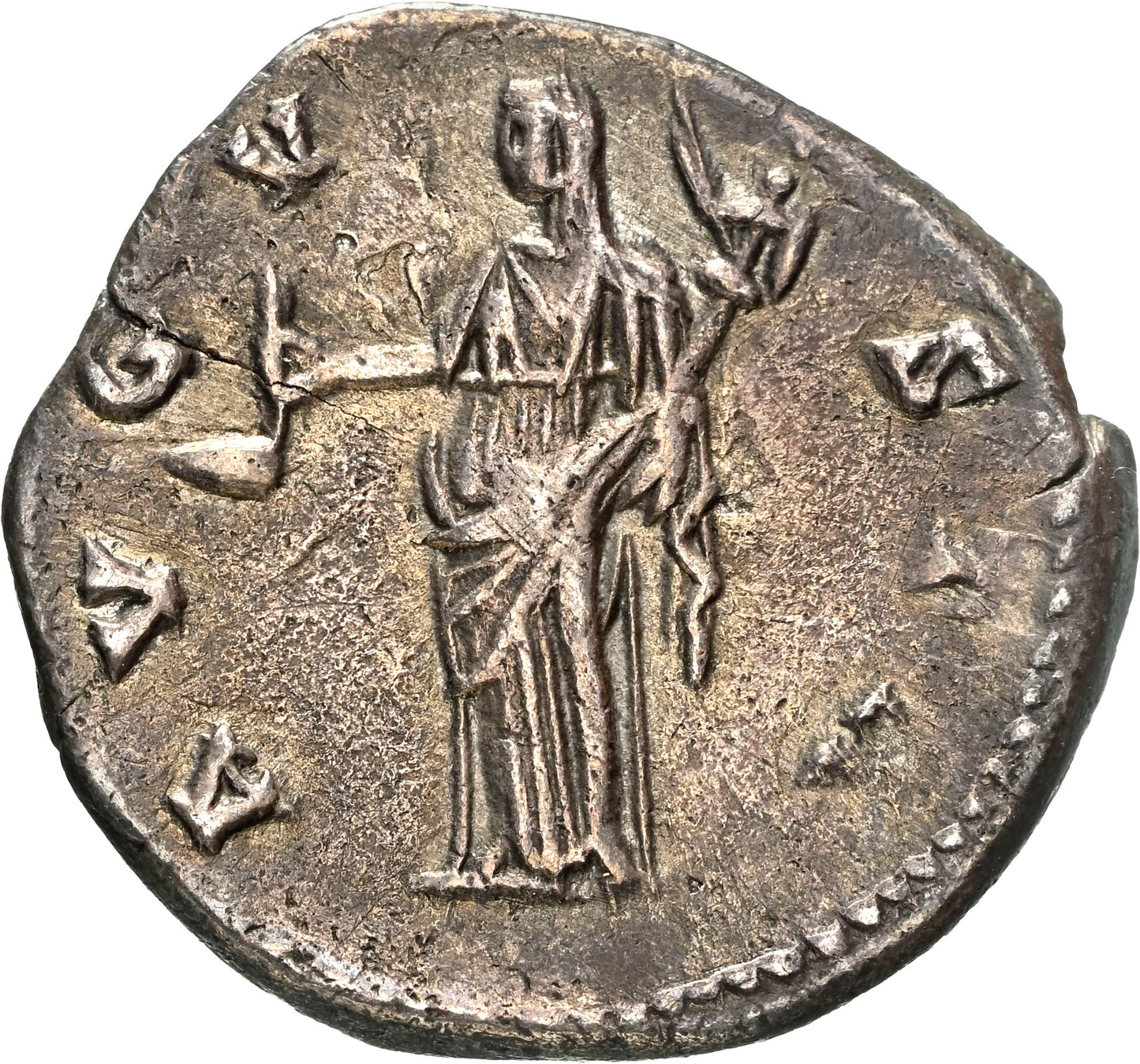 Roman Empire - Faustina I - Silver Denarius - NGC Ch VF - RIC:368