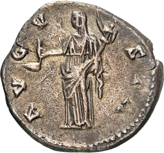 Roman Empire - Faustina I - Silver Denarius - NGC Ch VF - RIC:368