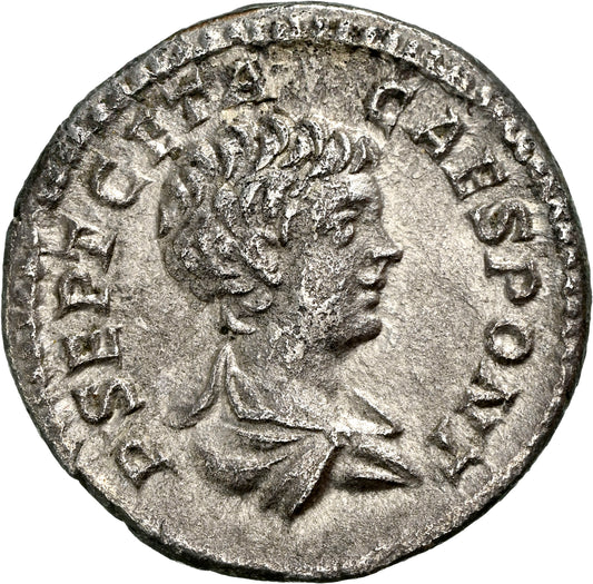 Roman Empire - Geta - Silver Denarius - NGC AU - RIC:13a