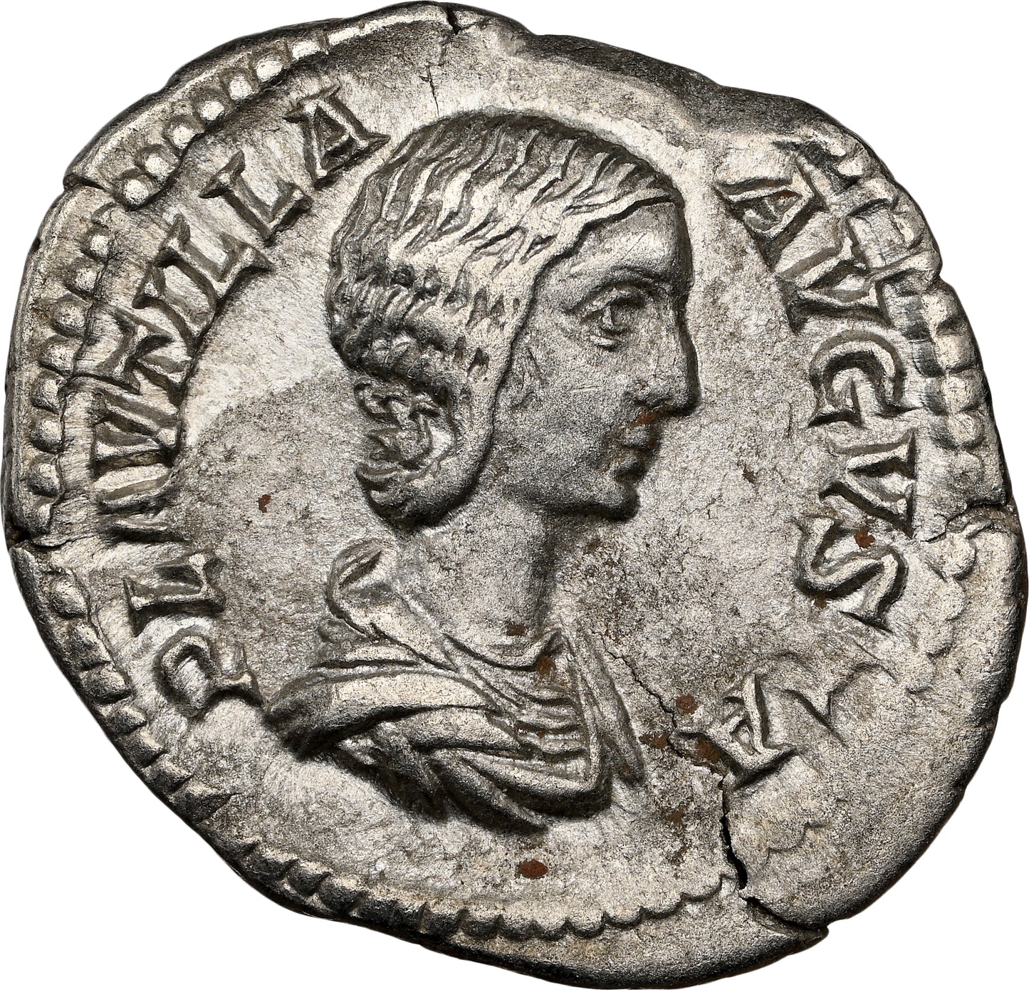 Roman Empire - Plautilla - Silver Denarius - NGC Ch VF