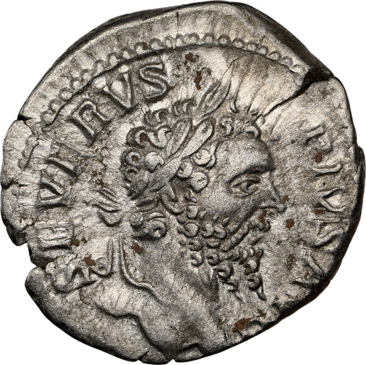 Roman Empire - Septimius Severus - Silver Denarius - NGC Ch XF - RIC:197