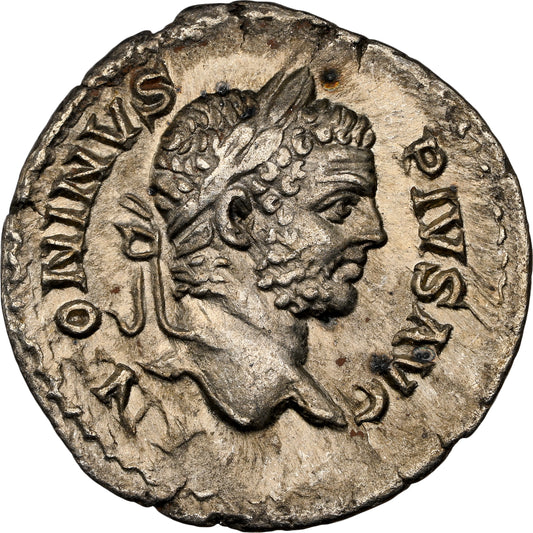 Roman Empire - Caracalla - Silver Denarius - NGC Ch VF