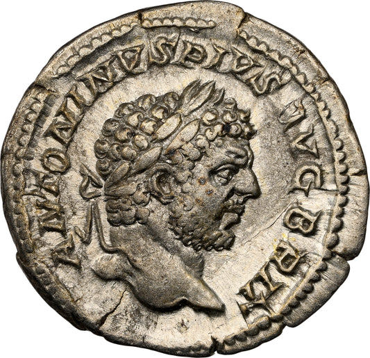 Roman Empire - Caracalla - Silver Denarius - NGC Ch VF