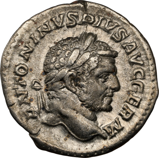 Roman Empire - Caracalla - Silver Denarius - NGC Ch VF