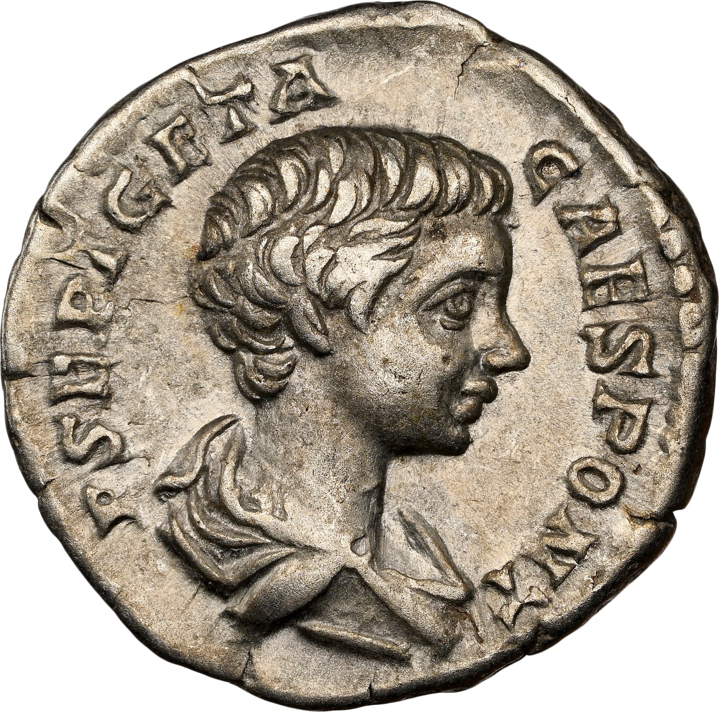 Roman Empire - Geta - Silver Denarius - NGC Ch VF