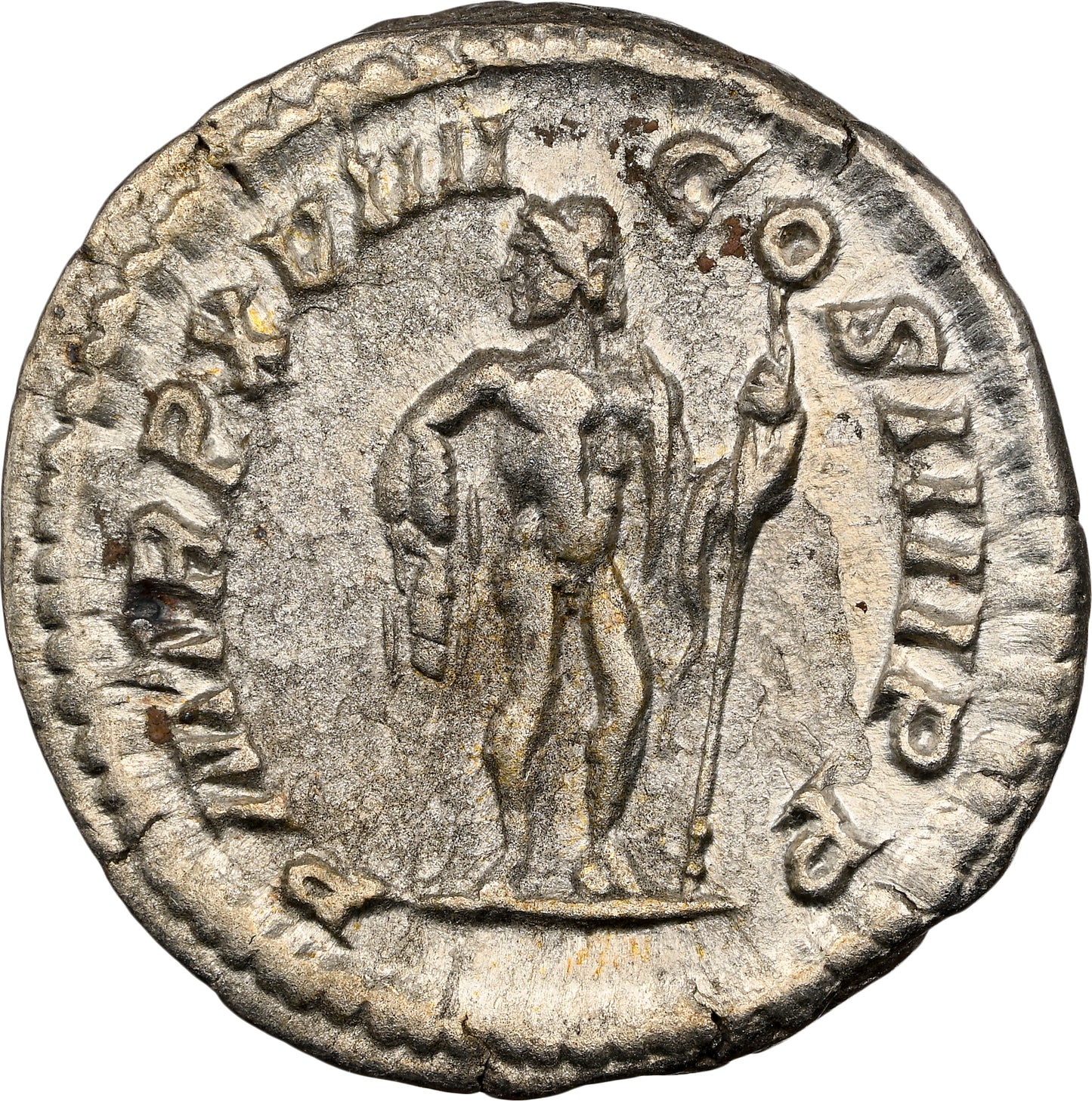 Roman Empire - Caracalla - Silver Denarius - NGC Ch VF