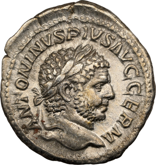 Roman Empire - Caracalla - Silver Denarius - NGC Ch VF