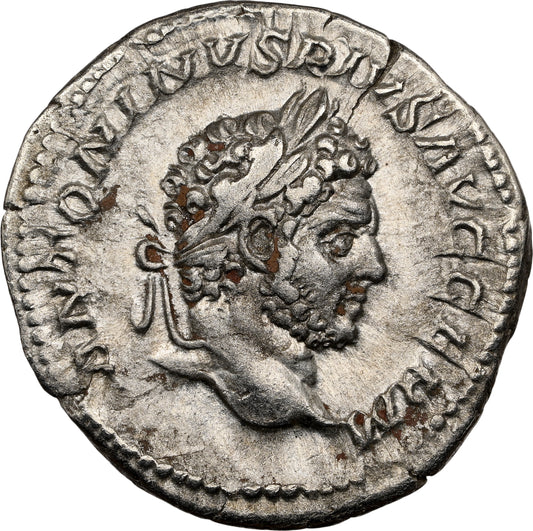 Roman Empire - Caracalla - Silver Denarius - NGC Ch VF