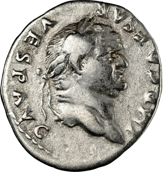 Roman Empire - Vespasian - Silver Denarius - NGC Ch F
