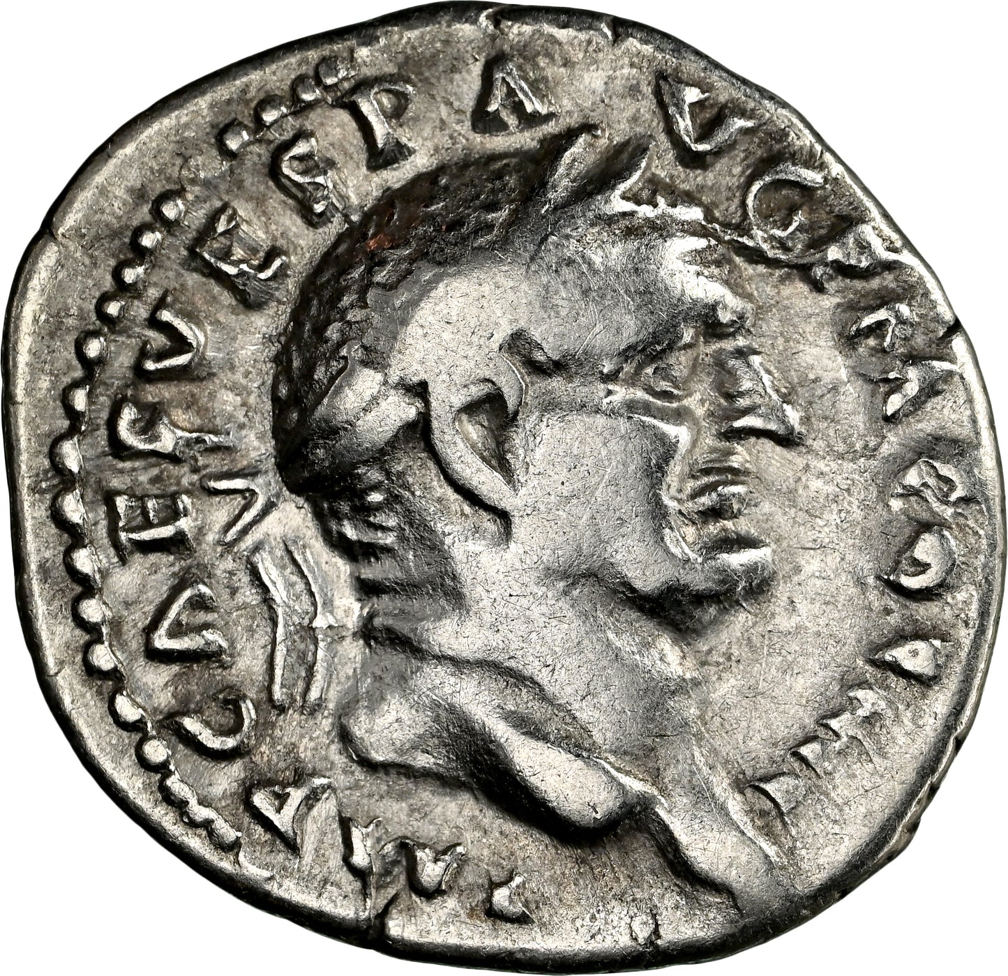 Roman Empire - Vespasian - Silver Denarius - NGC Ch F