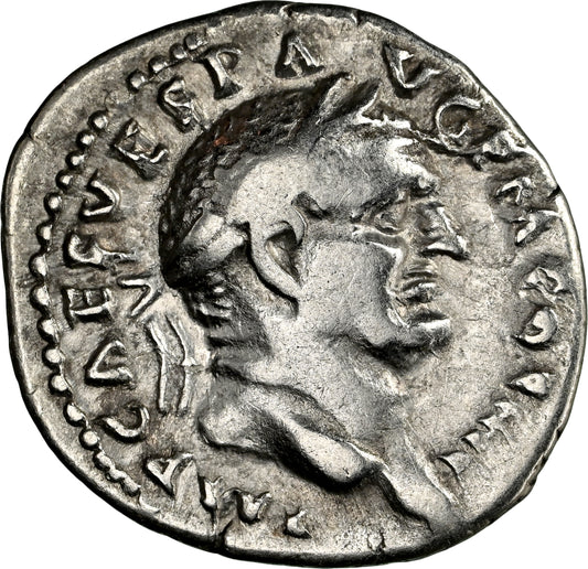 Roman Empire - Vespasian - Silver Denarius - NGC Ch F