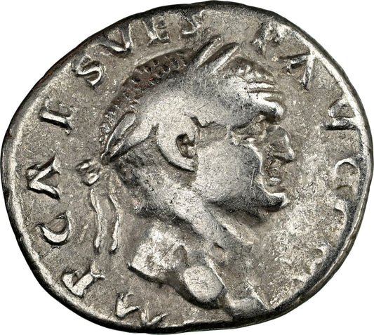 Roman Empire - Vespasian - Silver Denarius - NGC Ch F