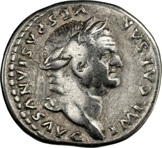 Roman Empire - Vespasian - Silver Denarius - NGC Ch F