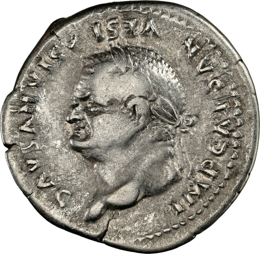 Roman Empire - Vespasian - Silver Denarius - NGC Ch F