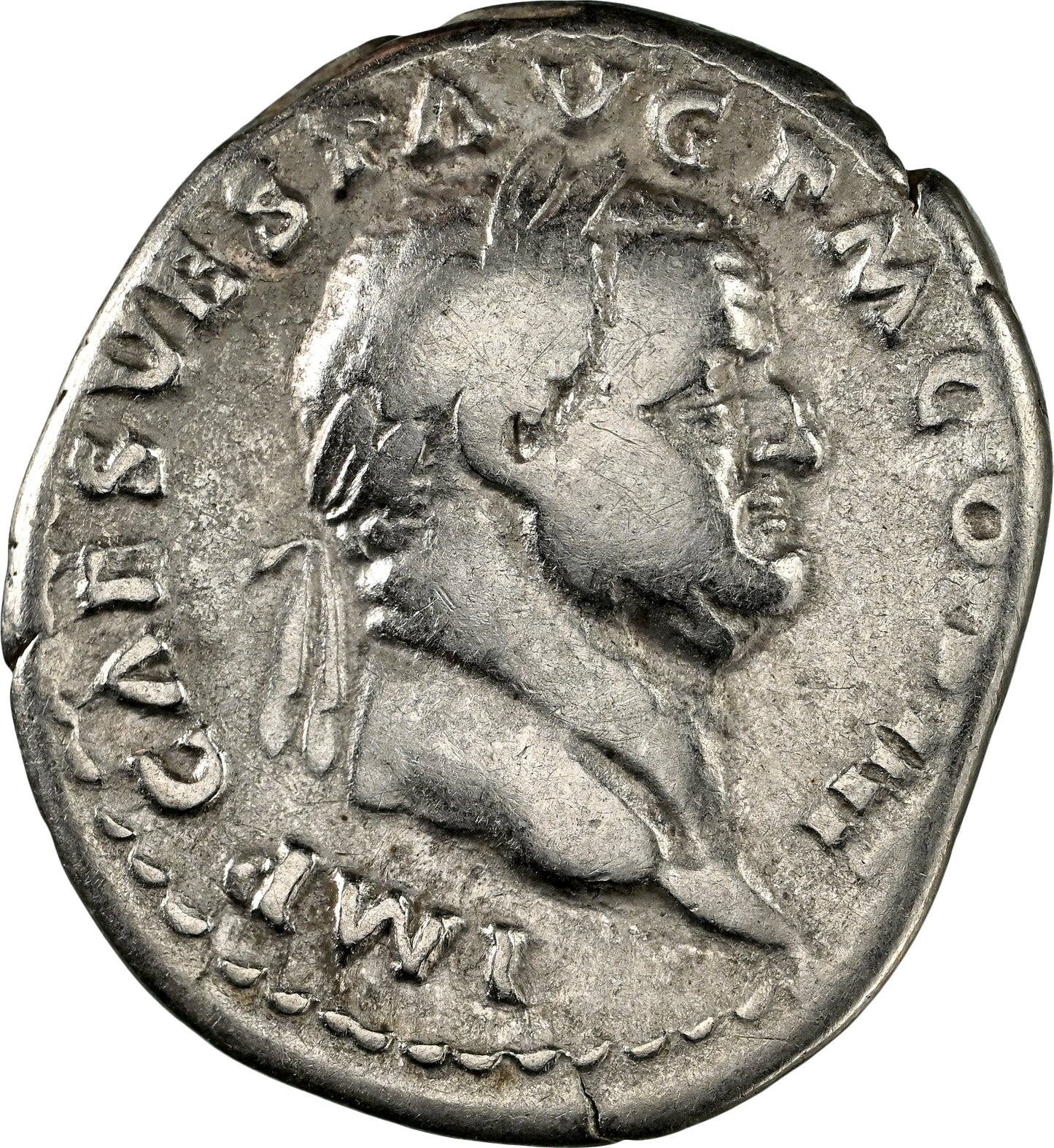 Roman Empire - Vespasian - Silver Denarius - NGC Ch F