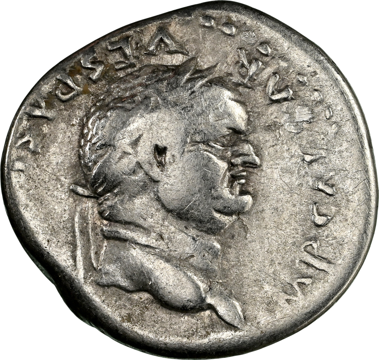 Roman Empire - Vespasian - Silver Denarius - NGC Ch F