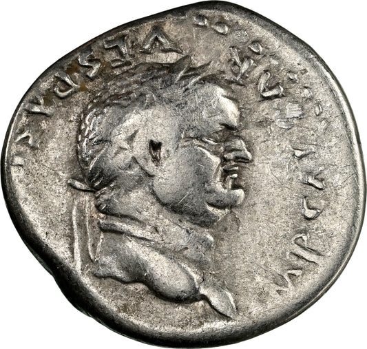Roman Empire - Vespasian - Silver Denarius - NGC Ch F