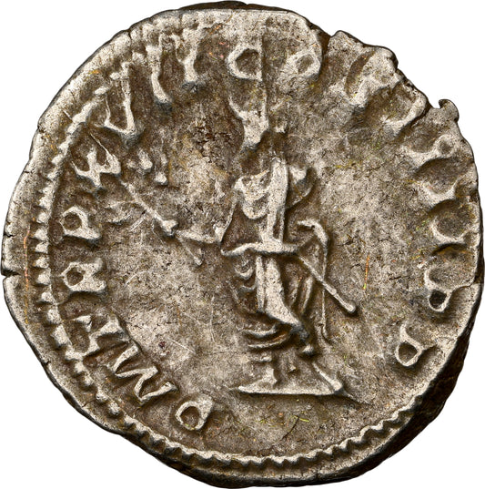 Roman Empire - Caracalla - Silver Denarius - NGC Ch XF