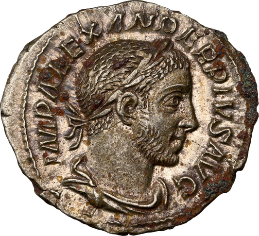 Roman Empire - Severus Alexander - Silver Denarius - NGC Ch AU - RIC:254