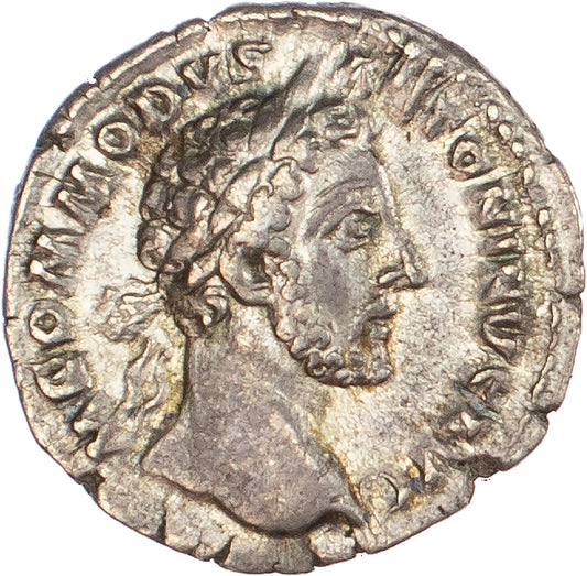 Roman Empire - Commodus - Silver Denarius - NGC Ch VF - RIC:36