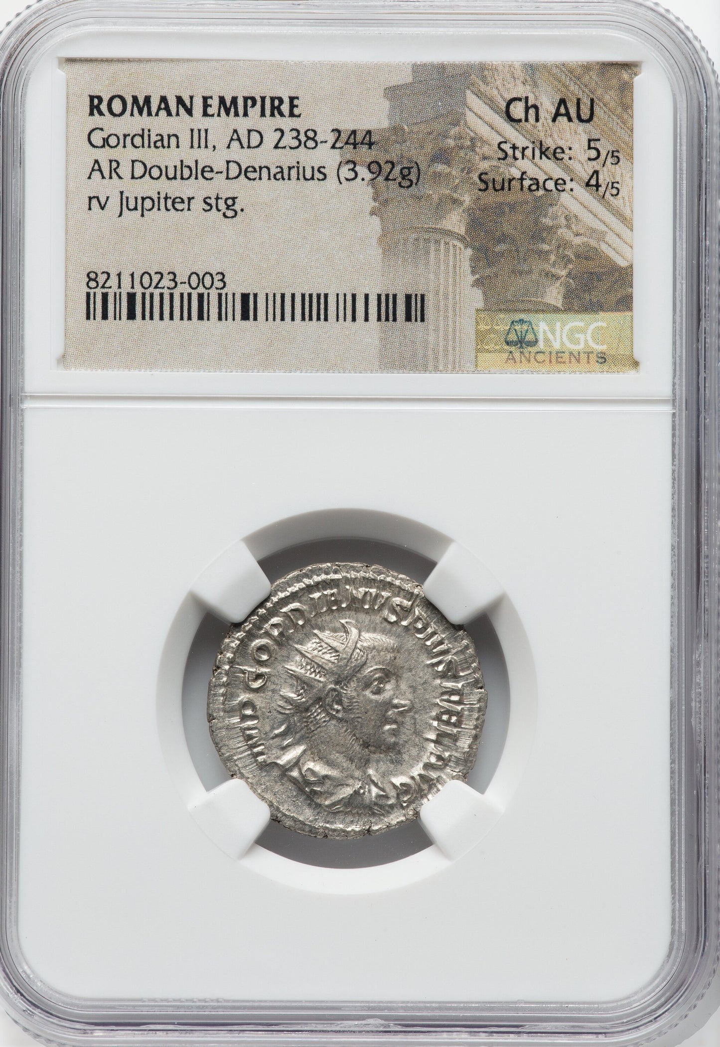 Roman Empire - Gordian III - Silver Double-Denarius - NGC Ch AU