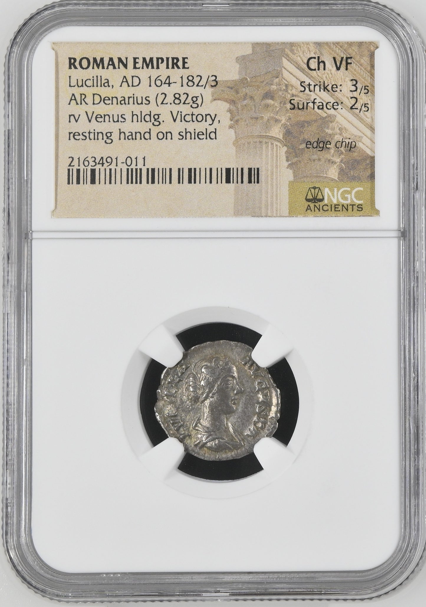 Roman Empire - Lucilla - Silver Denarius - NGC Ch VF - RIC:787