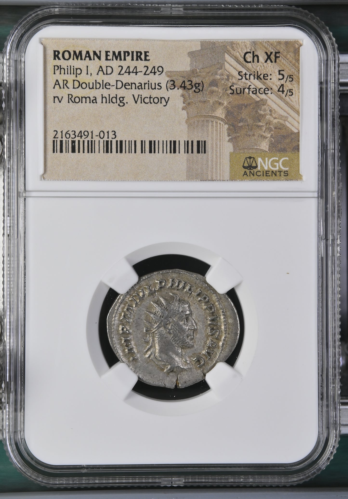 Roman Empire - Philip I - Silver Double-Denarius - NGC Ch XF - RIC:44b