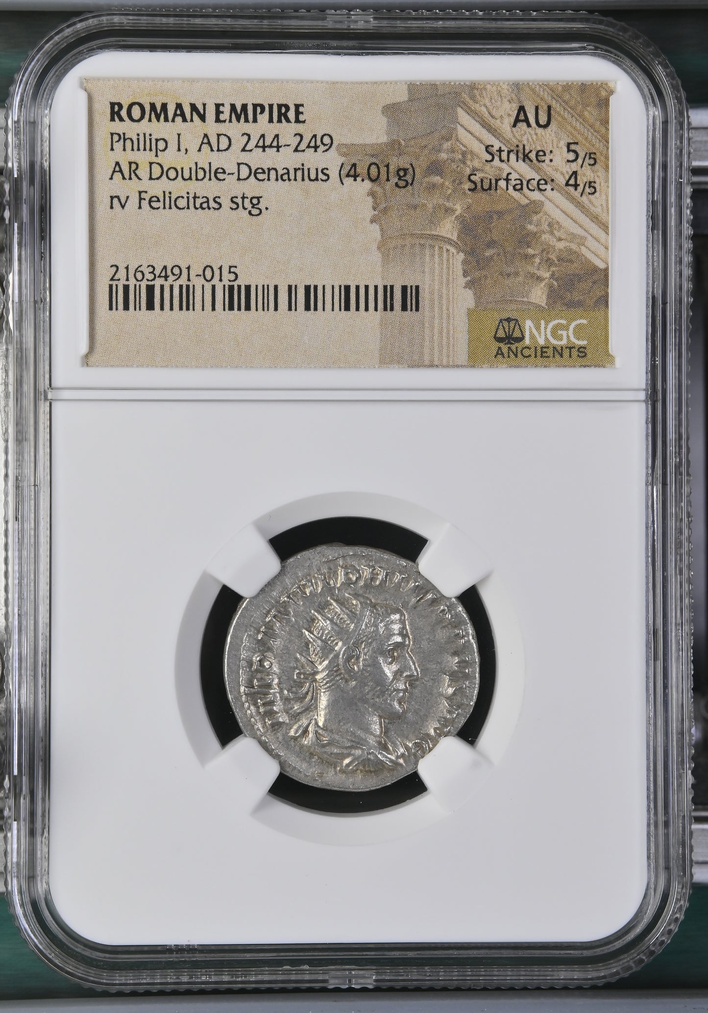 Roman Empire - Philip I - Silver Double-Denarius - NGC AU - RIC:31