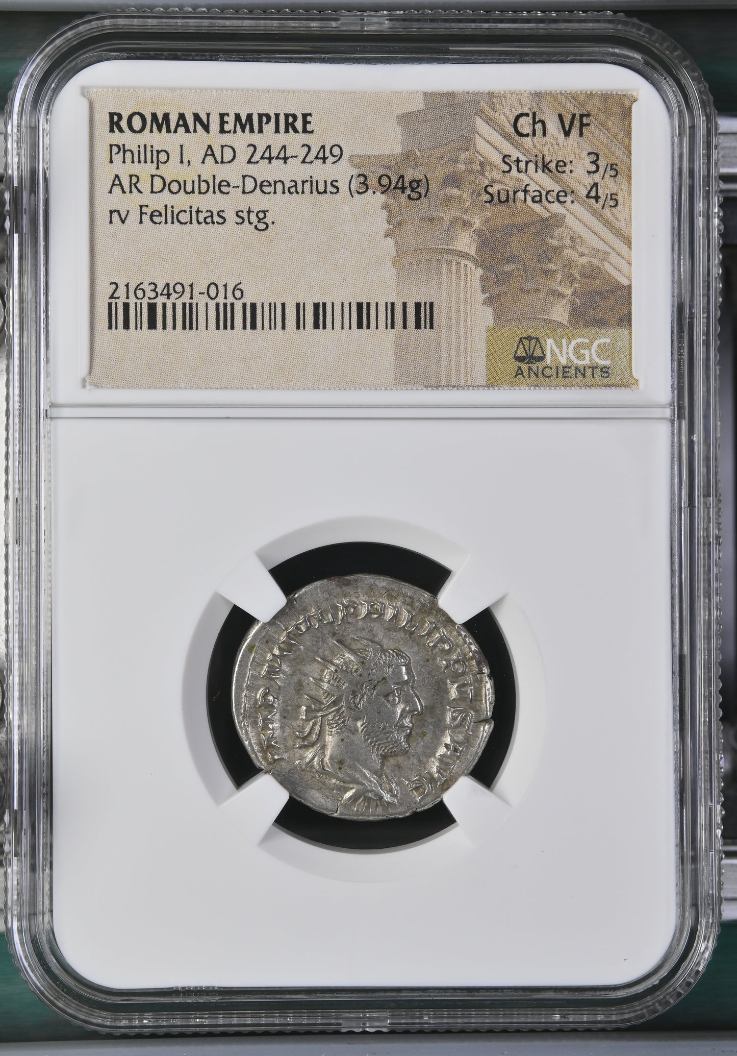 Roman Empire - Philip I - Silver Double-Denarius - NGC Ch VF - RIC:4