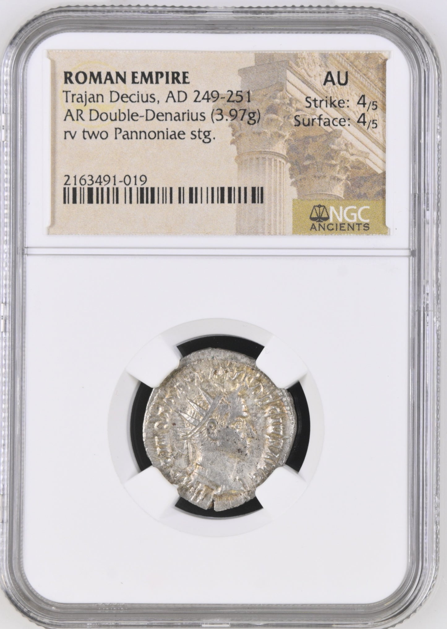 Roman Empire - Trajan Decius - Silver Double-Denarius - NGC AU - RIC:21b