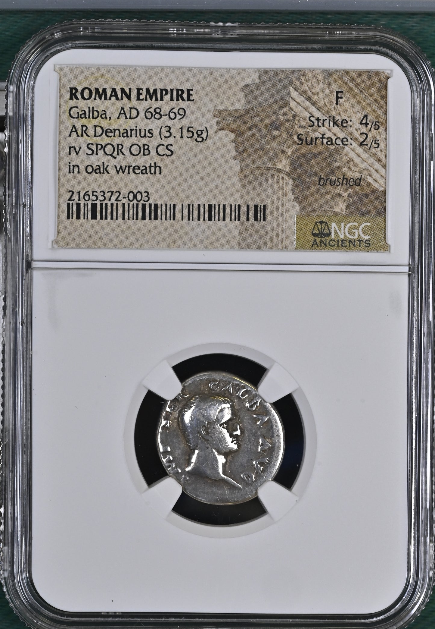 Roman Empire - Galba - Silver Denarius - NGC F - RIC:167