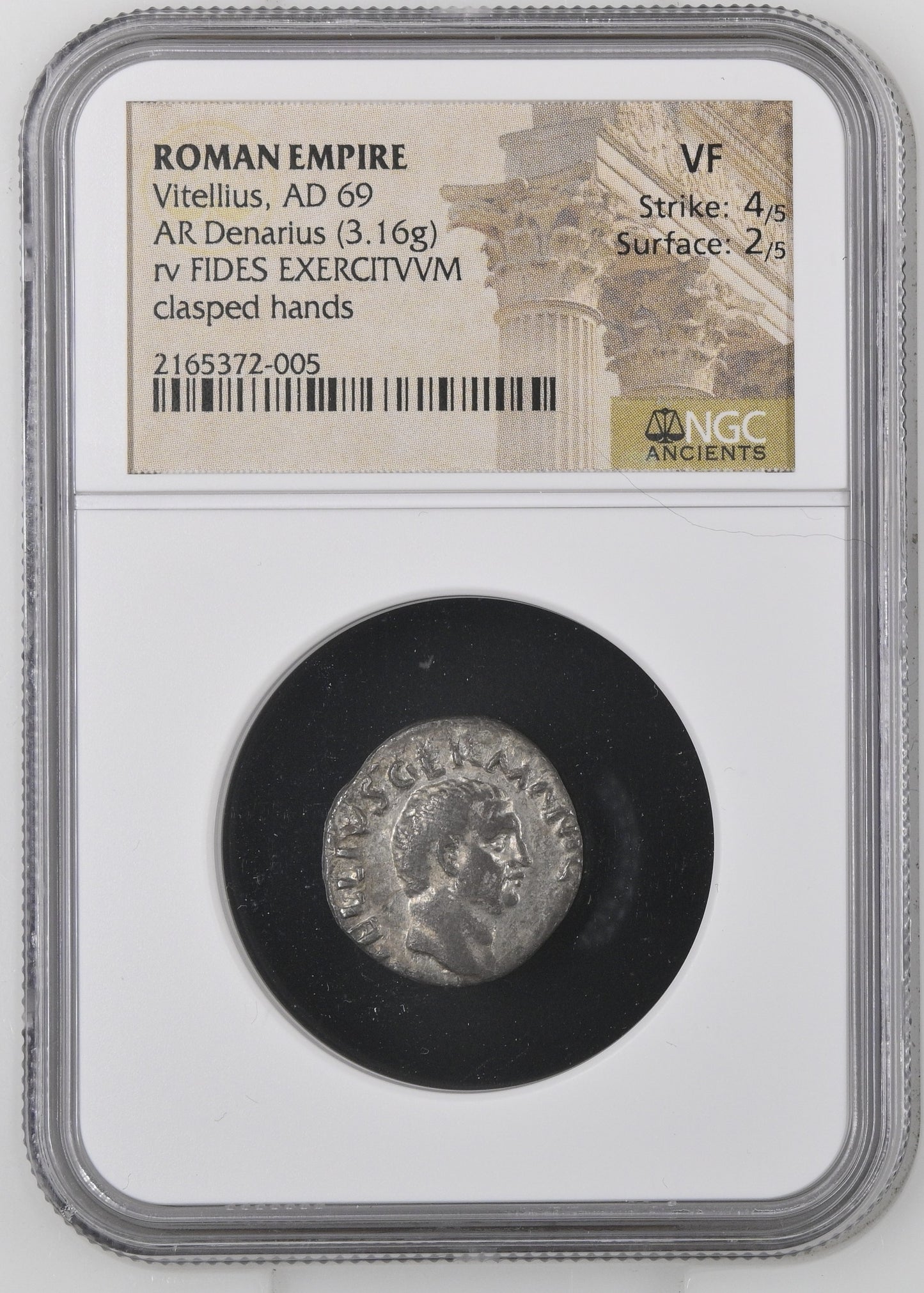 Roman Empire - Vitellius - Silver Denarius - NGC VF - RIC:67